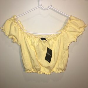 Yellow Off the Shoulder Crop Top🌟